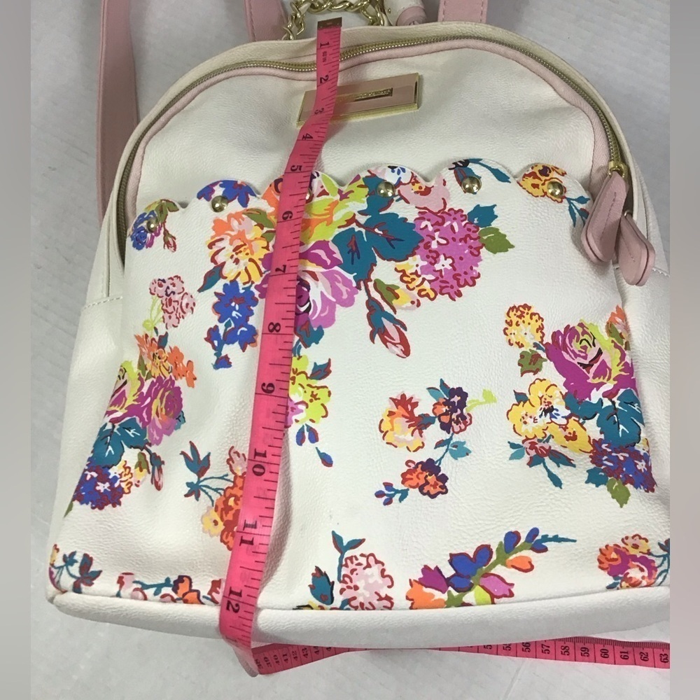 BETSEY JOHNSON BACKPACK BONE BLUSH PINK FLORAL Bag Faux Leather - Picture 7 of 11